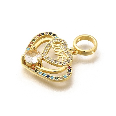 Rack Plating Brass Micro Pave Cubic Zirconia Pendants KK-L226-001G-01-1