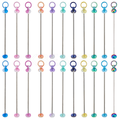 22Pcs 11 Colors Iron Bar Beadable Keychain for Jewelry Making DIY Crafts IFIN-SC0001-59-1