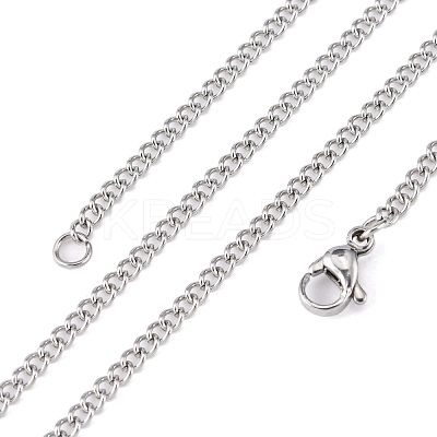 Tarnish Resistant Unisex Casual Style 304 Stainless Steel Curb Chain Necklaces STAS-O037-54P-1