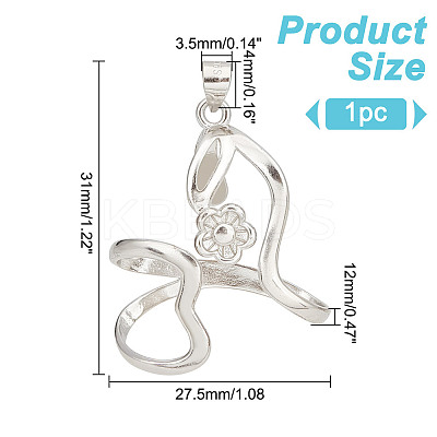 1Pc Rhodium Plated Rhodium Plated 925 Sterling Silver Pendant Bails FIND-GO0001-78-1