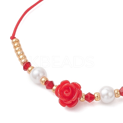 Glass Seed Bead & Resin Braided Beaded Bracelets BJEW-MZ00307-02-1