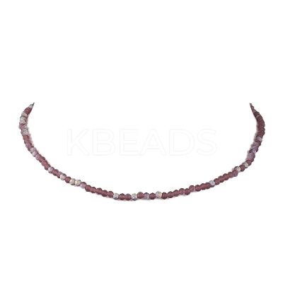 304 Stainless Steel with Glass Round Beaded Necklaces for Women NJEW-JN04684-1