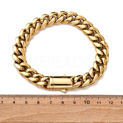 304 Stainless Steel Cuban Link Chains Bracelets for Unisex BJEW-K283-02C-G-1