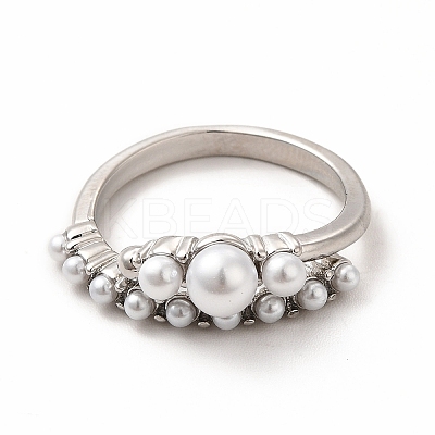 Plastic Imitation Pearl Cuff Ring RJEW-F142-04P-1