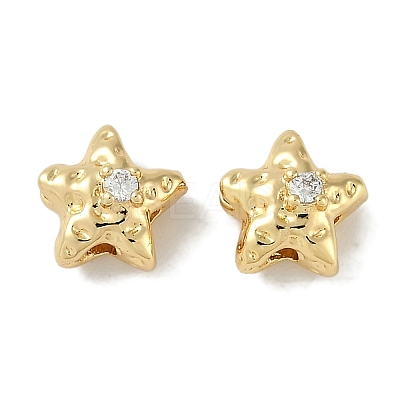Brass Micro Pave Cubic Zirconia Beads KK-P283-20G-1