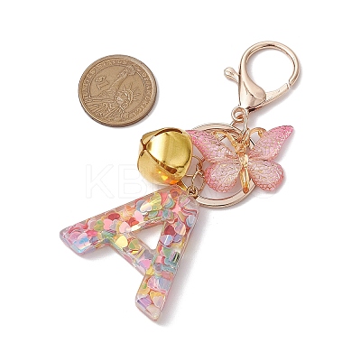 Letter A Resin & Butterfly Acrylic Pendant Keychain KEYC-JKC00932-1