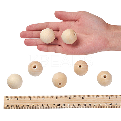 Unfinished Wood Beads WOOD-S651-30mm-LF-1