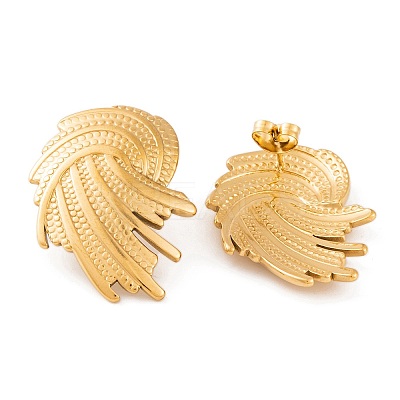 Ion Plating(IP) Wing 304 Stainless Steel Stud Earrings for Women EJEW-L272-002G-1