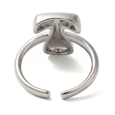 Initials Brass Open Cuff Ring for Women RJEW-N046-02T-P-1
