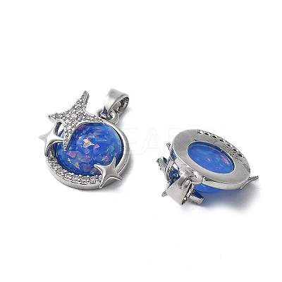Brass Micro Pave Cubic Zirconia with Resin Pendants KK-Z103-06P-02-1