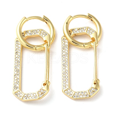 Rack Plating Brass Micro Pave Cubic Zirconia Dangle Hoop Earrings EJEW-M230-21G-1