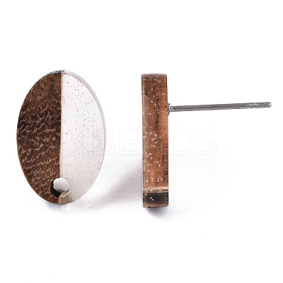 Resin & Walnut Wood Stud Earring Findings MAK-N032-004A-1