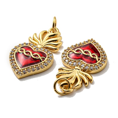 Rack Plating Brass Grade AAA Cubic Zirconia Pendants KK-D026-32G-1