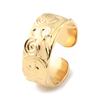 304 Stainless Steel Textured Open Cuff Rings RJEW-D002-32G-1