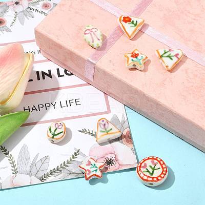 8Pcs 8 Styles Flower Theme Handmade Porcelain Beads LAMP-FS0001-67-1