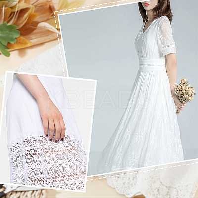 3 Yards Cotton Embroidered Wavy Edge Flower Lace Fabric OCOR-FH0001-19-1