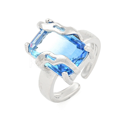304 Stainless Steel Cubic Zirconia Open Cuff Ring RJEW-S406-05P-04-1