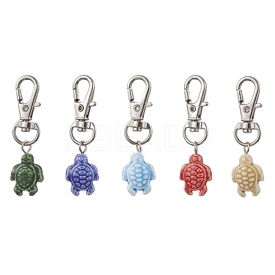 5Pcs 5 Colors Ocean Themed Tortoise Handmade Porcelain Pendant Decorations HJEW-JM01698-05A-1