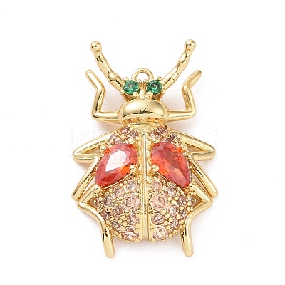 Rack Plating Brass Micro Pave Colorful Cubic Zirconia Pendants ZIRC-C039-03G-1