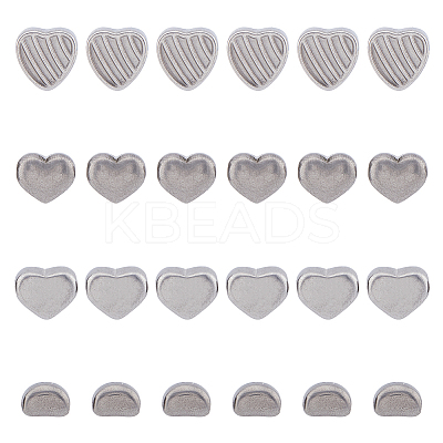 24Pcs 4 Style 304 Stainless Steel Beads STAS-DC0014-50-1