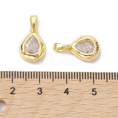 Brass Micro Pave Clear Cubic Zirconia Charms KK-K360-14G-1
