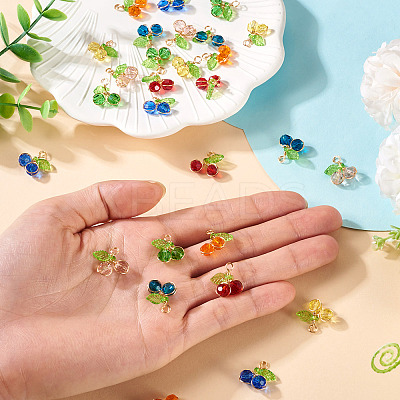 28Pcs 7 Colors Trabsparent Glass Pendants PALLOY-TAC0187-1