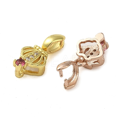 Rack Plating Brass Micro Pave Clear Cubic Zirconia Ice Pick Pinch Bails KK-K340-24-1