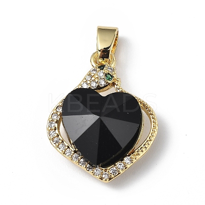 Real 18K Gold Plated Rack Plating Brass Micro Pave Clear Cubic Zirconia Pendants KK-C015-16G-16-1