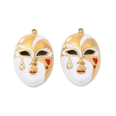 304 Stainless Steel with Crystal Rhinestone Enamel Pendants STAS-G358-04G-01-1