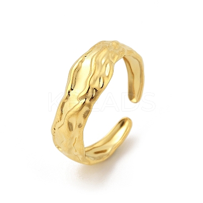 Textured 304 Stainless Steel Open Cuff Rings RJEW-R014-03G-03-1