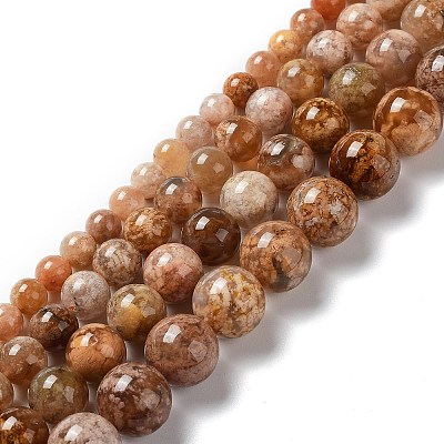 Natural Flower Agate Beads Strands G-B044-A01-04-1