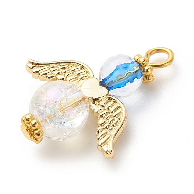Transparent Acrylic & Alloy & Synthetic Crackle Quartz Pendants PALLOY-JF01758-1