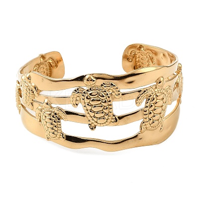 Ocean Theme 304 Stainless Steel Cuff Bangles for Women BJEW-Z171-01G-03-1