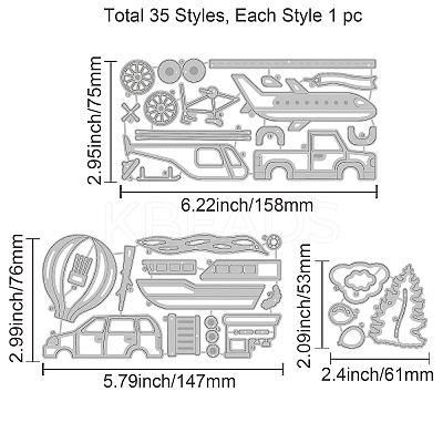 3Pcs 3 Styles Carbon Steel Cutting Dies Stencils DIY-WH0309-853-1