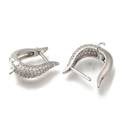 Rack Plating Brass Micro Pave Cubic Zirconia Hoop Earring Findings EJEW-H143-07P-1