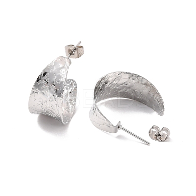 Non-Tarnish 304 Stainless Steel Chunky C-shape Stud Earrings EJEW-P198-08P-1