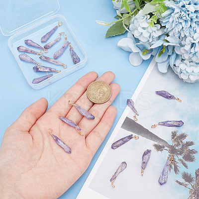 20Pcs Electroplated Natural Quartz Crystal Dyed Pendants FIND-FG0003-29-1