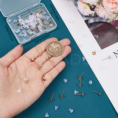40Pcs 304 Stainless Steel Stud Earring Findings STAS-BBC0004-04-1