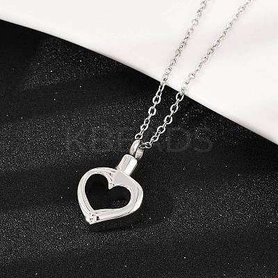 304 Stainless Steel Heart Pendant Pet Urn Ashes Necklaces LS-NJEW-S455-03P-1