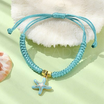 Starfish Shape Alloy Enamel Pendant Bracelets BJEW-JB09883-02-1