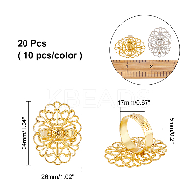 20Pcs 2 Colors Brass Ring Shanks KK-AR0002-11-1