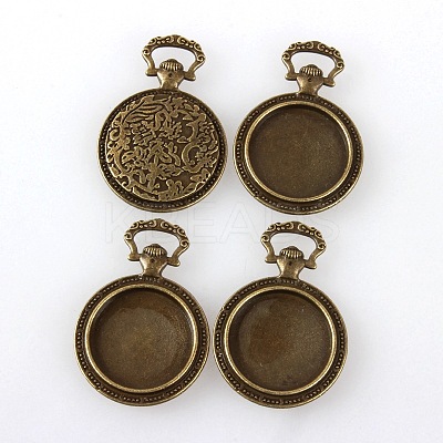 Vintage Tibetan Style Alloy Pendant Cabochon Settings X-TIBEP-M018-31AB-NF-1