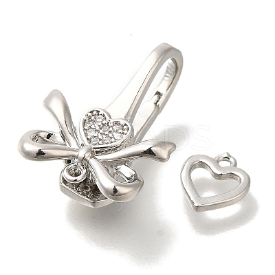 Brass Micro Pave Clear Cubic Zirconia Fold Over Clasps KK-K389-101P-1