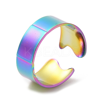 Ion Plating(IP) 304 Stainless Steel Plain Open Cuff Ring for Women RJEW-M149-22RC-1