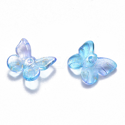Two Tone Transparent Spray Painted Glass Charms X-GLAA-T016-22C-1