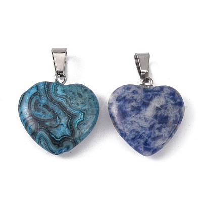 Heart Natural & Synthetic Mixed Stone Pendants G-Q438-M-1