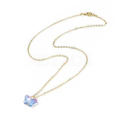 5Pcs 5 Color Glass Butterfly Pendant Necklaces Set with Brass Cable Chains for Women NJEW-JN04091-1
