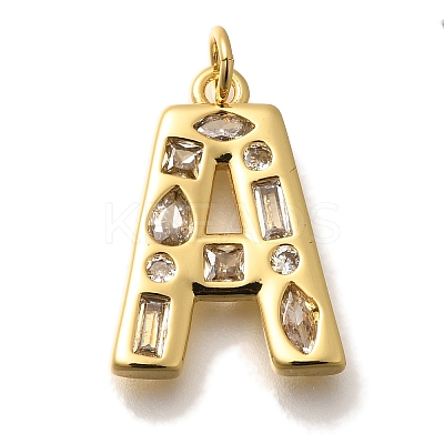 Brass Micro Pave Clear Cubic Zirconia Pendants KK-G521-01G-A-1