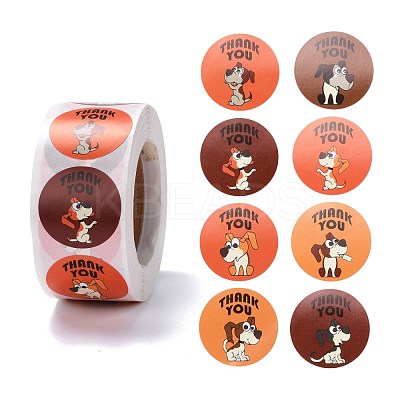 Flat Round Paper Thank You Stickers DIY-C042-12C-1