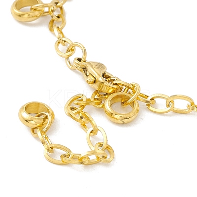 PVD Vacuum Plating 304 Stainless Steel Ring Charms Bracelet with Cable Chains for Women STAS-E001-29G-1